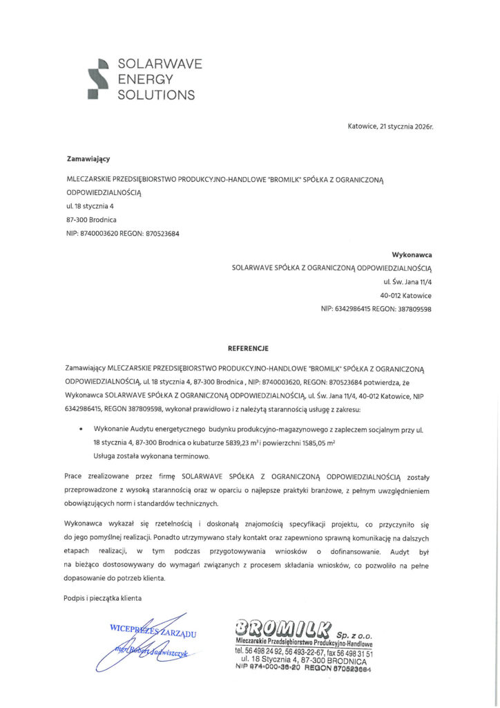Referencje SolarWave - Bromilk