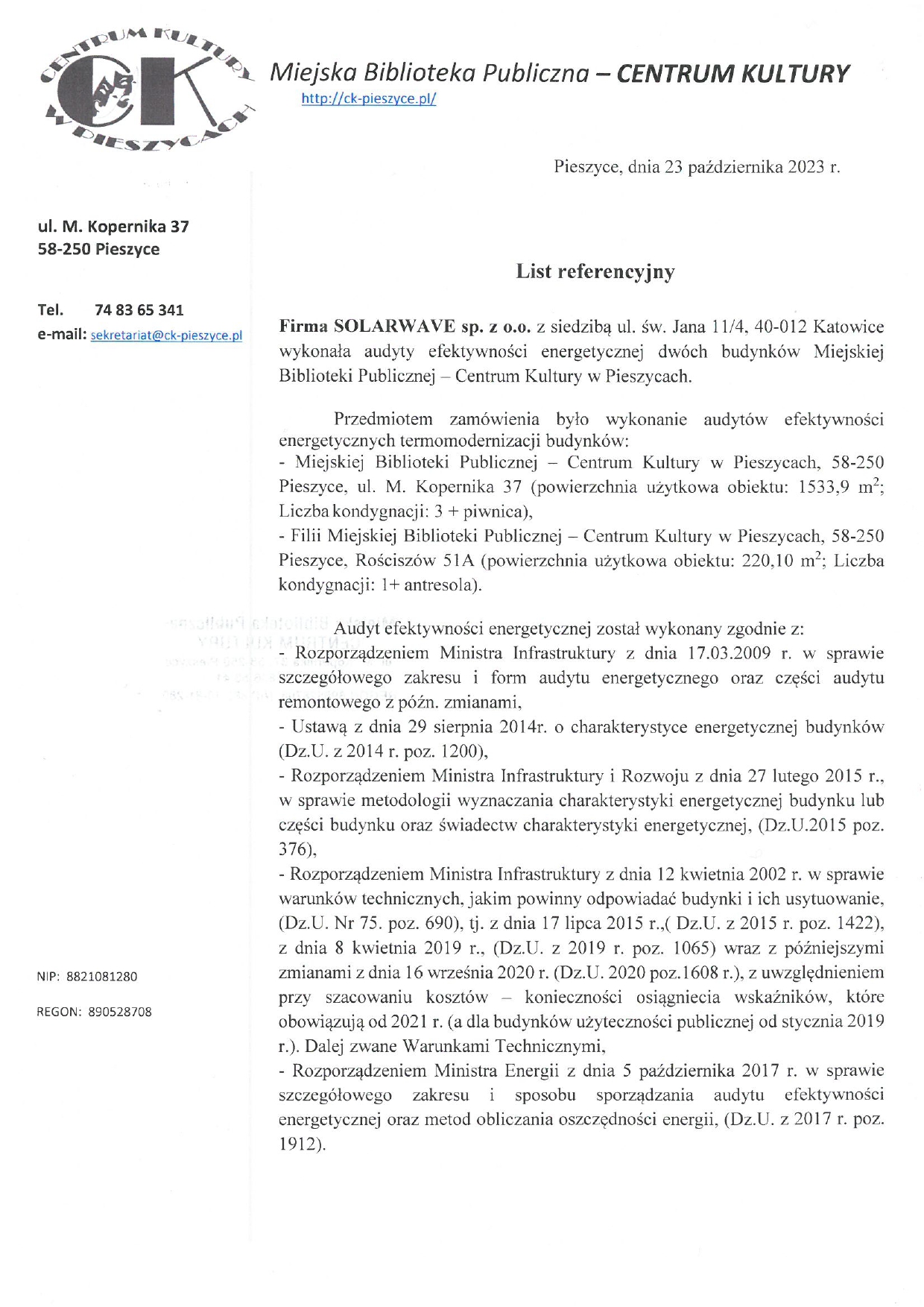 Referencje SolarWave - Miejska Biblioteka Publiczna